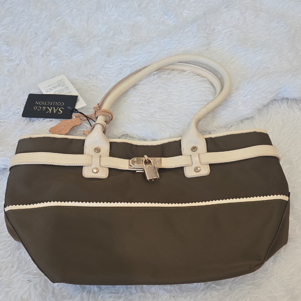 Sak & Co Brown & Cream Shoulder Bag - NWT - Saks Fifth Avenue Collection